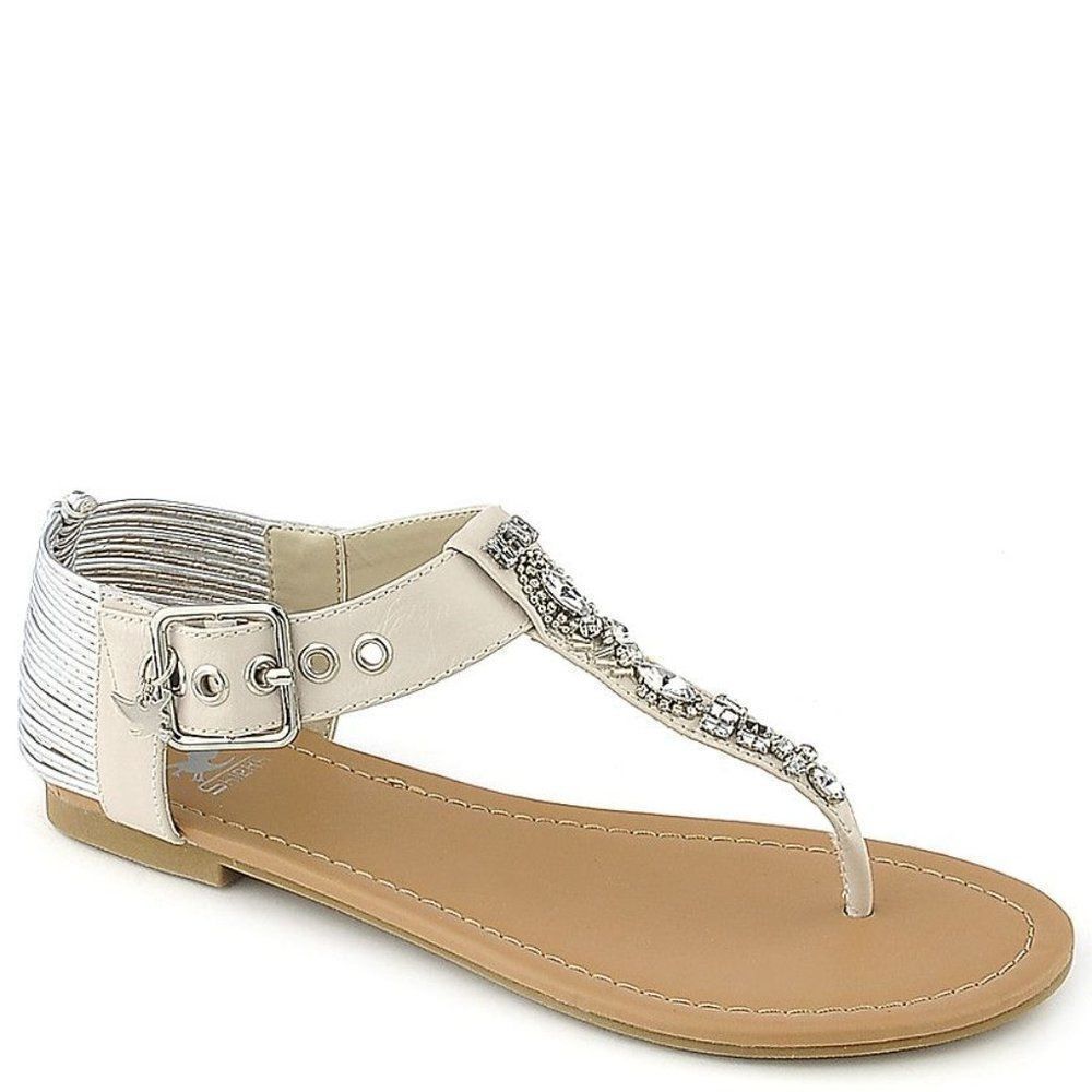 Jeweled Flat Summer Thong Sandals Bridal Wedding Prom Flats Women's Size 8.5